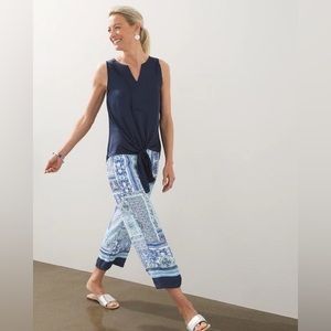 NWT Chico’s Coastal Tile Wide Leg Pull On Crop Pants Size 4 Coastal Modern Boho